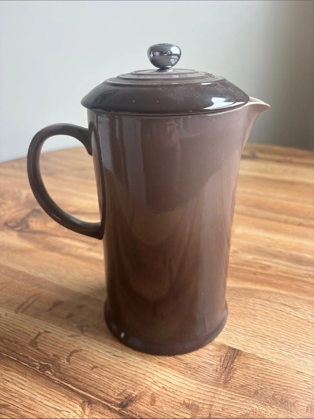Le Creuset Brown Ceramic Coffee Press with Chrome Knob